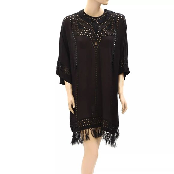 Etoile Isabel Marant Enery Mini Dress Embroidered Eyelet Black Crochet S 280873 - Picture 1 of 4